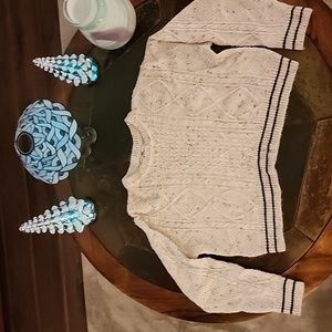 John+Jenn speckled cream crop sweater